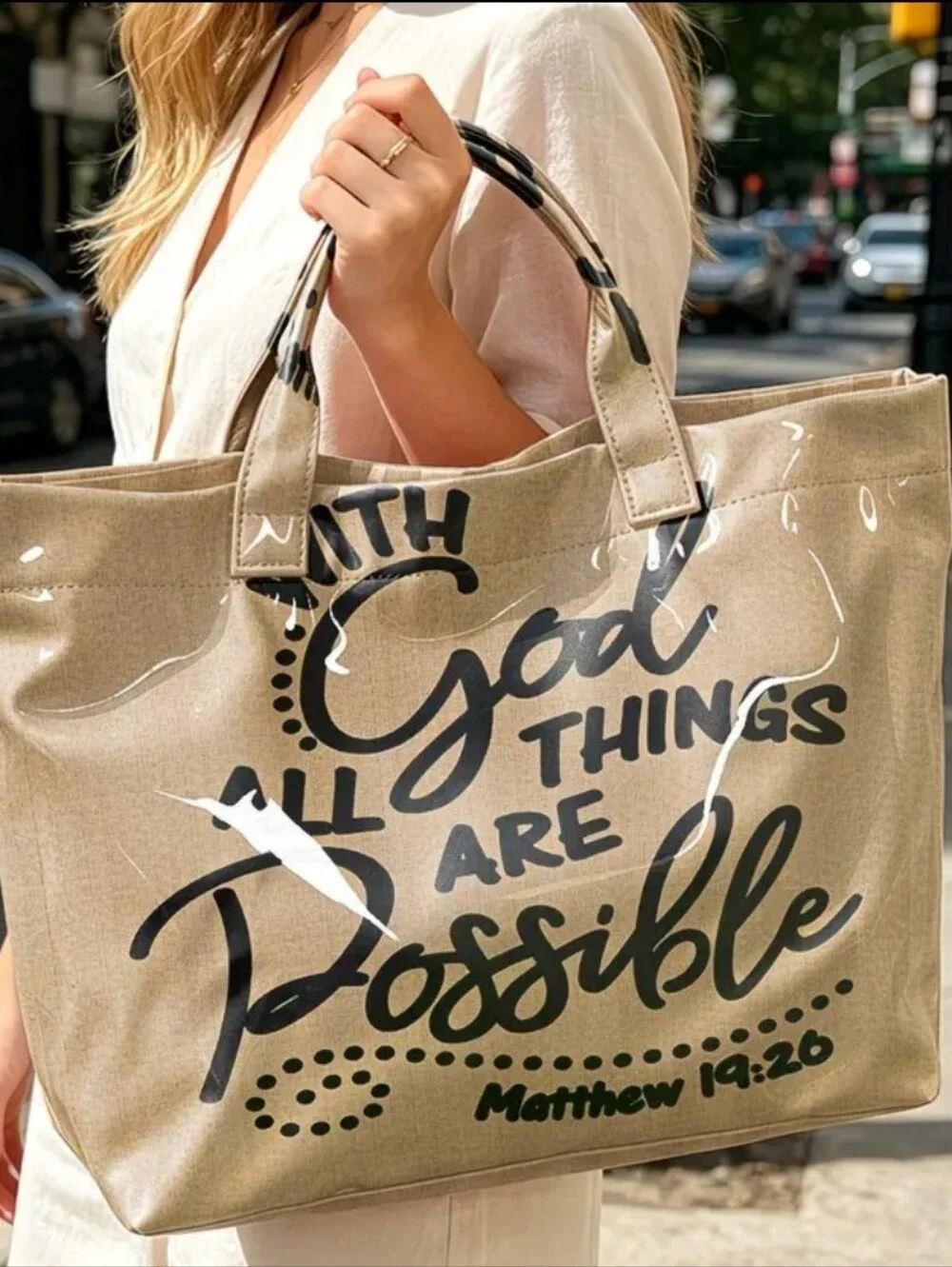 Printed Inspirational Shoulder Hand Tore Bag